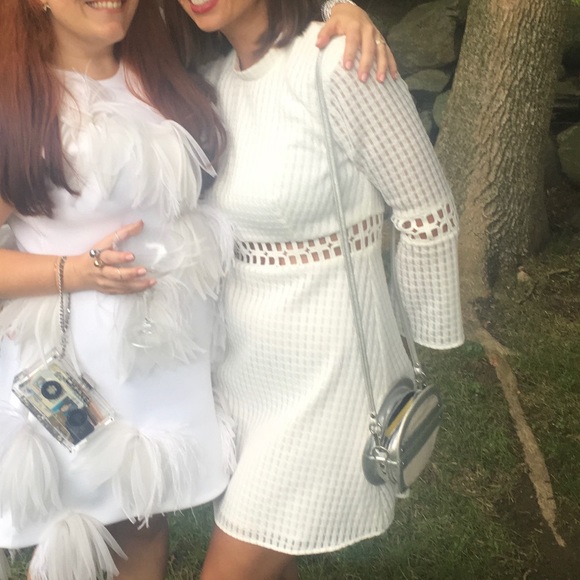 ABS Long sleeve knee length white dress - great for white parties or festivals! - Picture 3 of 4